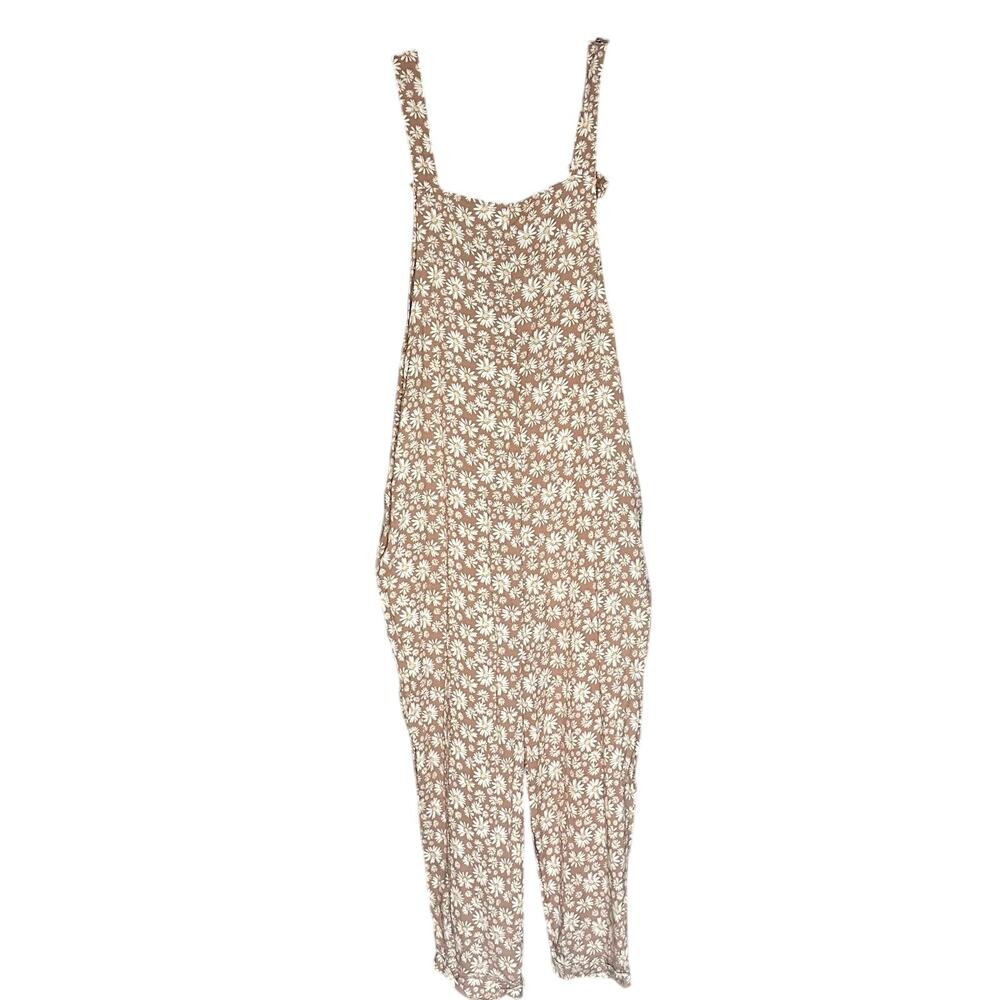 Lily Rose Women's Floral Overalls Dusty Pink, Size Large Daisies Rayon